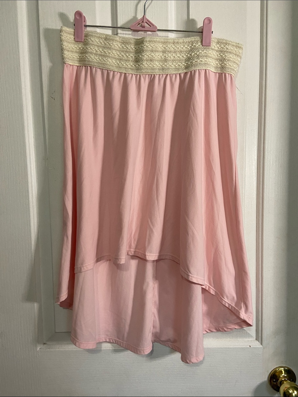 No Boundaries Light Pink High-Low Layered Skirt with Cream Smocked Waist